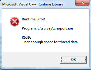 Visual Studio 2013 R6016 Run Time Error