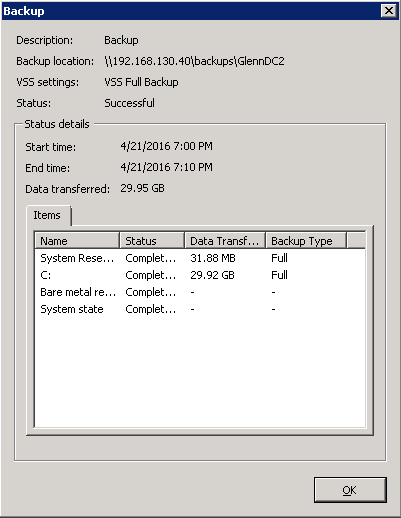 Backup time with write cache on