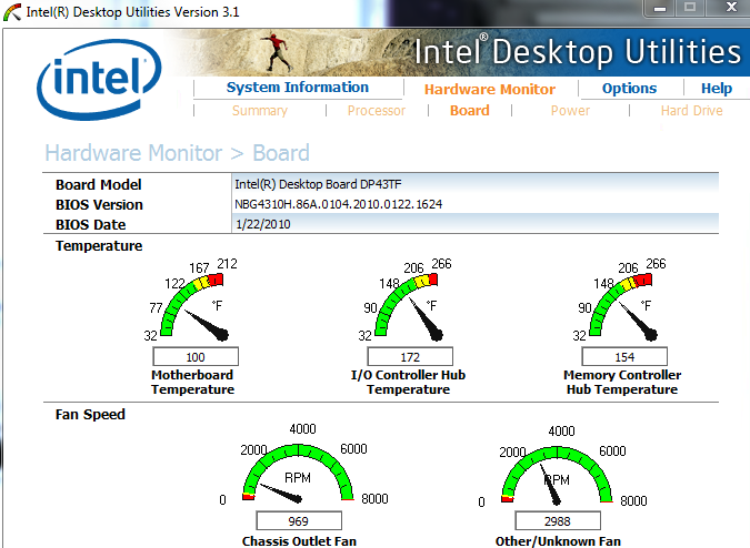 Intel Desktop Utility Chip Temperatures Fan Speeds