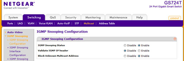 GS724T Multicast Configuration