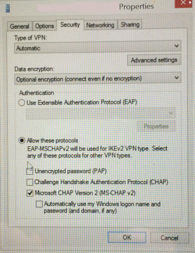 VPN Properties that work for Windows 8 8.1