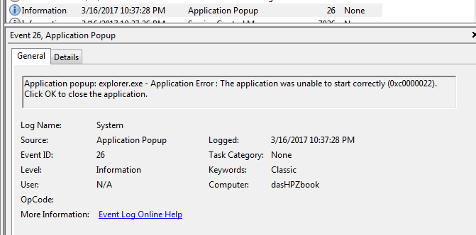 0xC0000022 Explorer.exe application error