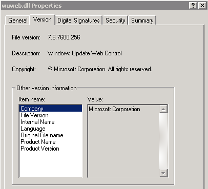 Found correct wuweb.dll version 7.6.7600.256